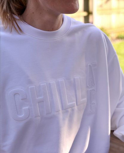 Embossed Crewneck | White